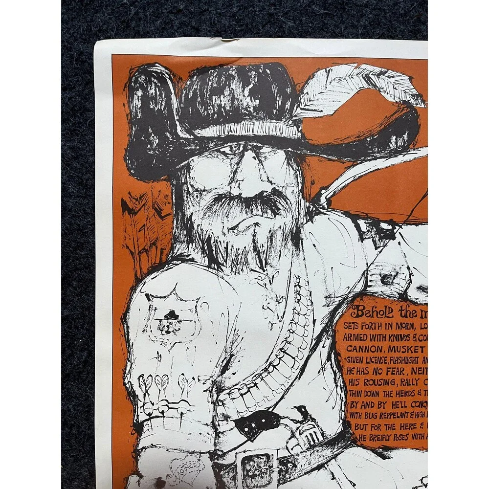 Vintage Hunting John Hitesman Lithograph Poster 1960's MCM Wall Decoration, Vin